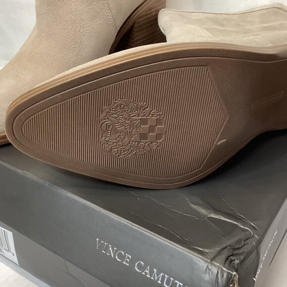 Sz.9W Vince Camuto Water-Repellent Suede Mid-Shaft Boots -Kortimy Almond - Picture 10 of 14